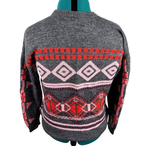 J. Crew pink and grey fair isle sweater- size M - Picture 5 of 10